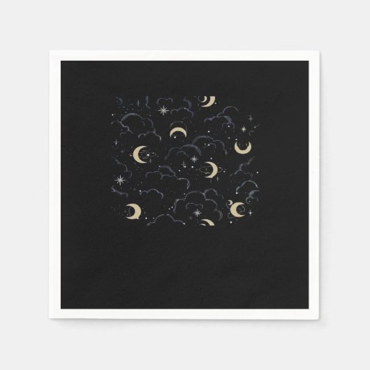 Serviette En Papier Whimsigoth Nuages Sun Moon Witchy (Devant)