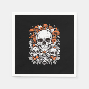 Serviette En Papier Whimsigoth Skuls & Champignons Ae botanique Vintag
