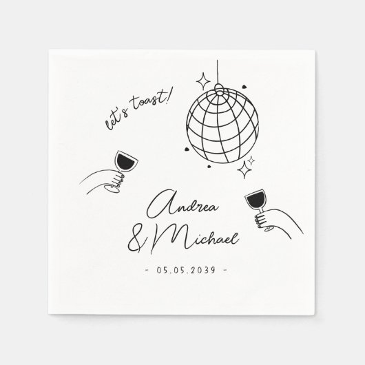 Serviette En Papier Whimsky Retro Fun French Engagement Party (Devant)
