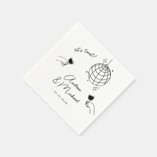 Serviette En Papier Whimsky Retro Fun French Engagement Party (Coin)