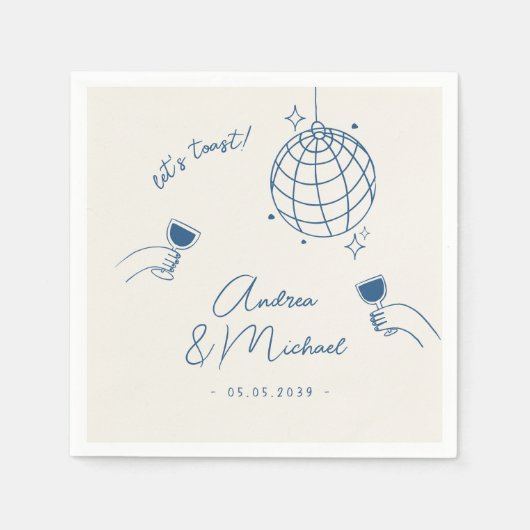 Serviette En Papier Whimsky Retro Fun French Engagement Party (Devant)