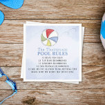 Serviette En Papier Whimssical Funny Summer Family Beach Pool Règles<br><div class="desc">Prêt pour un peu de plaisir de ballon de plage. cette serviette personnalisée modifiable est sûr d'être la discussion de votre prochaine fête de piscine. Avec un ballon de plage rebondissant et des règles de piscine éditable amusant. Design de typographie amusant. et un jeu de couleurs bleu cool. Ce design...</div>