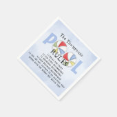 Serviette En Papier Whimssical Funny Summer Family Beach Pool Règles (Coin)