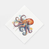 Serviette En Papier Whimsy océanique : pieuvre colorée (Coin)