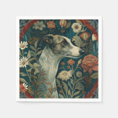 Serviette En Papier Whippet Brindle and White William Morris Style (Devant)
