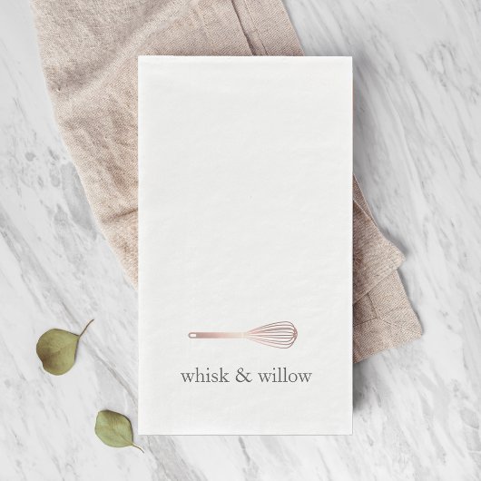 Serviette En Papier Whisk d'or rose | Nom de l'entreprise de boulanger