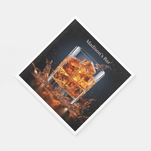Serviette En Papier Whiskey De Nom Personnalisé Sur Les Rochers (Coin)
