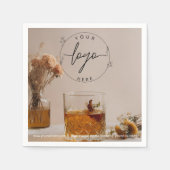 Serviette En Papier Whiskey | Fleurs Boho | Cocktail esthétique (Devant)