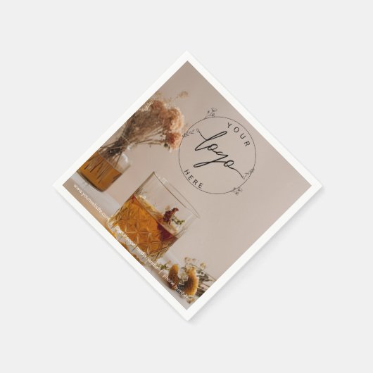 Serviette En Papier Whiskey | Fleurs Boho | Cocktail esthétique (Coin)