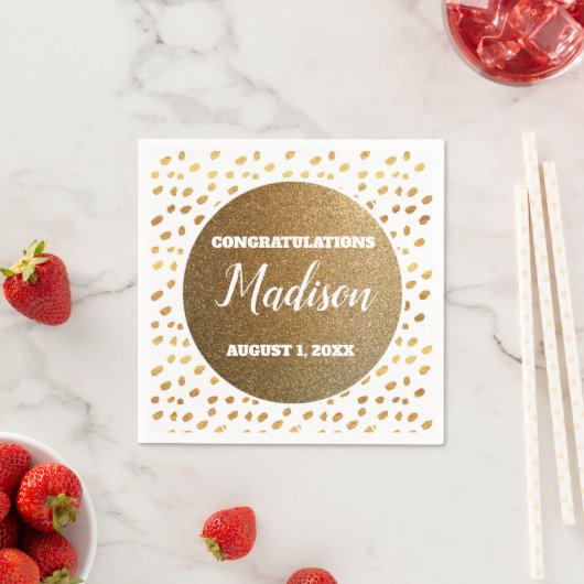 Serviette En Papier White and Gold Confetti College Trunk Party Grad (En situation)