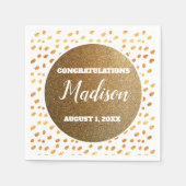 Serviette En Papier White and Gold Confetti College Trunk Party Grad (Devant)