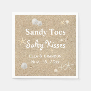 Serviette En Papier White Beach Sandy Toes Salty Baisers Mariage Napki