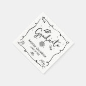 Serviette En Papier White Black Hand Drawn Doodles Graduation Retro (Coin)