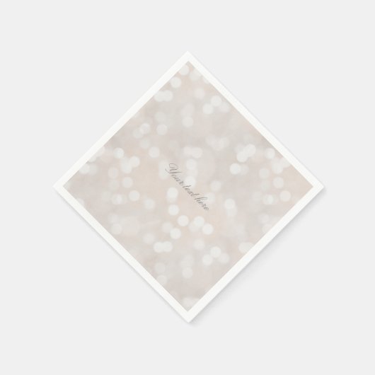 Serviette En Papier White Bokeh Modern Glamor Chic Custom Party (Coin)