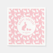 Serviette En Papier White Bunny Pattern On Blush Pink Cute Easter (Devant)