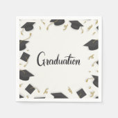 Serviette En Papier White Cap & Confetti Graduation (Devant)