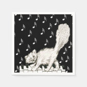 Serviette En Papier White Cat on Piano Keys Music Notes (Devant)