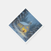 Serviette En Papier White Christmas Chapel In Winter Pines (Coin)