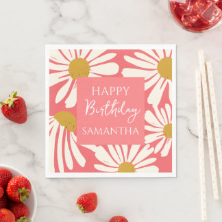 Serviette En Papier White Daisy Blooms –  Floral  Garden Birthday 