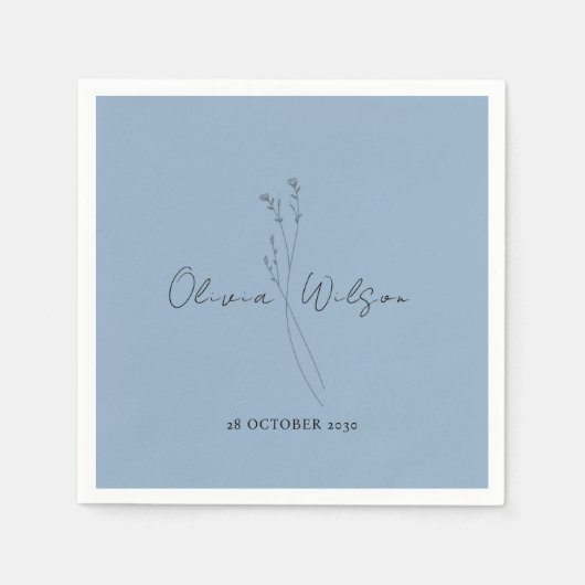 Serviette En Papier White Elegant Minimalist Botanical (Devant)