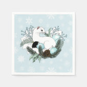 Serviette En Papier White Ermine Blue Christmas Snowflakes  (Devant)