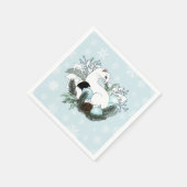 Serviette En Papier White Ermine Blue Christmas Snowflakes  (Coin)