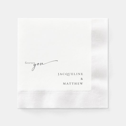 Serviette En Papier White Forever You Mariage Cocktail personnalisé (Devant)