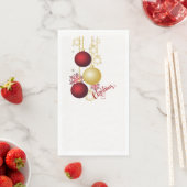 Serviette En Papier White, Gold and Red Christmas Party (En situation)