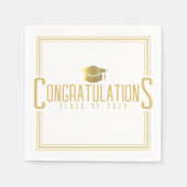 Serviette En Papier White & Gold Félicitations Classe De Graduation (Devant)