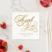 Serviette En Papier White & Gold Foil Thank You Calligraphy Wedding (En situation)