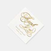 Serviette En Papier White & Gold Foil Thank You Calligraphy Wedding (Coin)