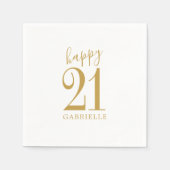 Serviette En Papier White Gold Simple Joyeux Nom d'âge personnalisé An (Devant)