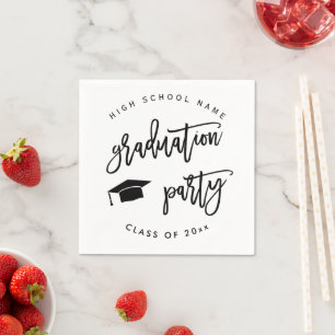 Serviette En Papier White Graduation Party Classe de cocktail