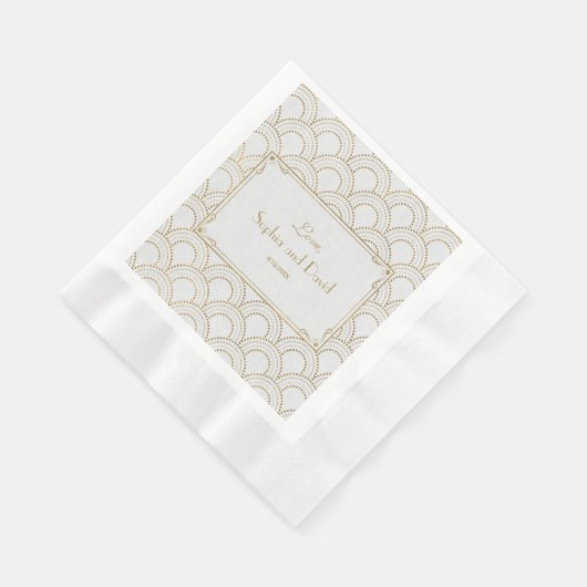 Serviette En Papier White Great Gatsby Art Déco Gold Mariage (Coin)
