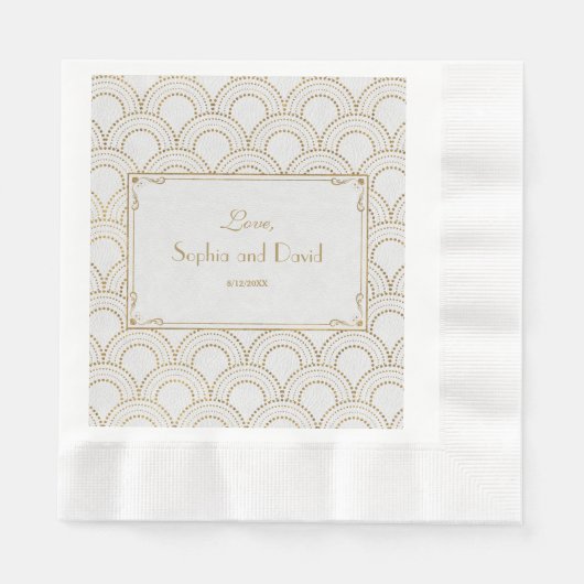 Serviette En Papier White Great Gatsby Art Déco Gold Mariage (Devant)