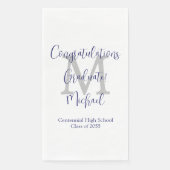 Serviette En Papier White Grey Blue Monogrammed Graduation Party (Devant)