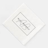Serviette En Papier White Grey et Black | Cool Name & Monogram (Coin)