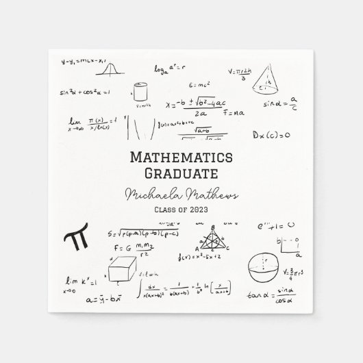 Serviette En Papier White Mathematics Graduate Class of Graduation (Devant)