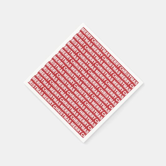 Serviette En Papier White on Dark Red Christmas Typographie (Coin)