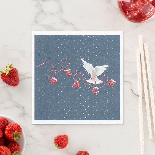 Serviette En Papier White Peace Dove With Peace Text (En situation)