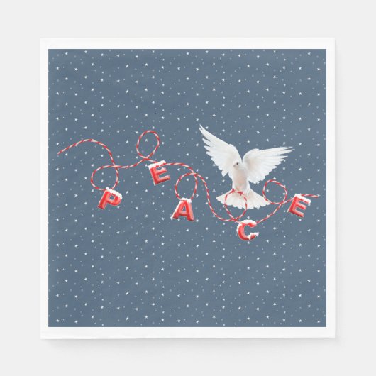 Serviette En Papier White Peace Dove With Peace Text (Devant)