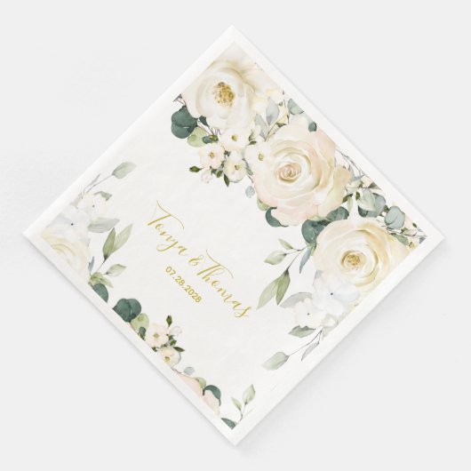 Serviette En Papier White Peony Epiphany Dîner Mariage (Coin)