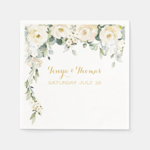 Serviette En Papier White Peony Epiphany Mariage Cocktail Napkins