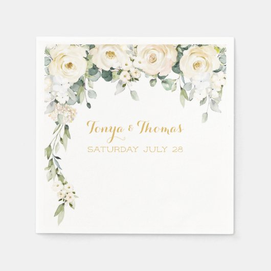 Serviette En Papier White Peony Epiphany Mariage Cocktail Napkins (Devant)