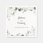 Serviette En Papier White Peony Greenery Mariage Cocktail Carré (Devant)