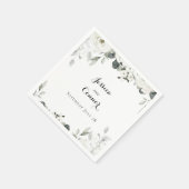 Serviette En Papier White Peony Greenery Mariage Cocktail Carré (Coin)