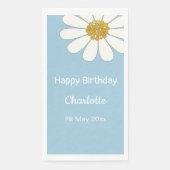 Serviette En Papier White Retro Moderne Daisy Fleur Anniversaire (Devant)