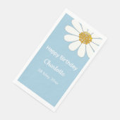 Serviette En Papier White Retro Moderne Daisy Fleur Anniversaire (Coin)