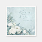 Serviette En Papier White Roses Hellebores Silver Eucalyptus Wedding (Devant)