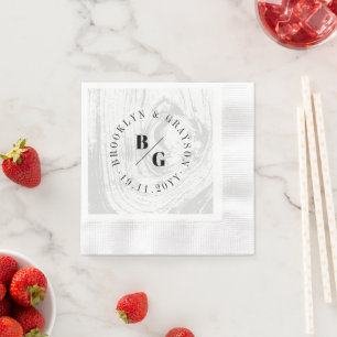 Serviette En Papier White Rustic Woodgrain Texture Chic Mariage d'hive